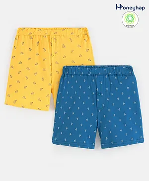 Honeyhap Premium 100% Cotton Bio Finish Printed Boxers Pack of 2 - Royal Blue & Lime