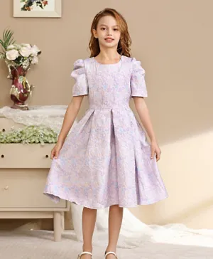 Le Crystal Cap Sleeves Party Dress - Light Purple