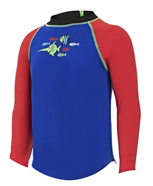 Zoggs See Saw Long Sleeve Zip Sun Top - Blue Red