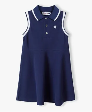Minoti Heart Embroidered Polo Pique Vest Dress - Dark Blue