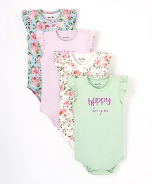 Bonfino 4 Pack All Over Printed Floral Bodysuit - Multicolor