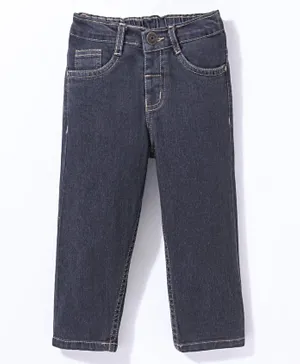 Babyhug Cotton Full Length Stretchable Denim Jeans Solid Colour - Black