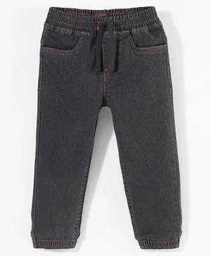 Babyhug Cotton Spandex Full Length Solid Denim Jeans - Charcoal