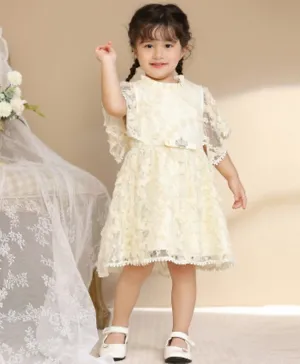 Smart Baby Floral Embroidered Party Dress - White