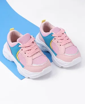 Cute Walk by Babyhug Color Block Sports Shoes with Velcro Closure - Pink