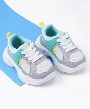 Cute Walk by Babyhug Color Block Sports Shoes with Velcro Closure - Green