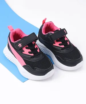 Cute Walk by Babyhug Velcro Closure Sports Shoes - Black & Pink