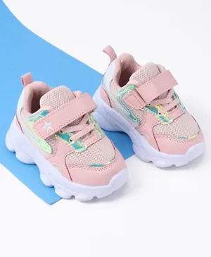 Cute Walk by Babyhug Holographic Sports Shoes with Velcro Closure - Pink