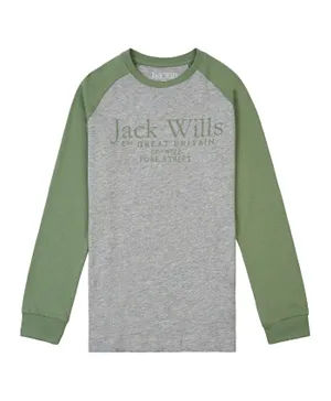 Jack Wills Raglan Long-Sleeve T-Shirt - Grey