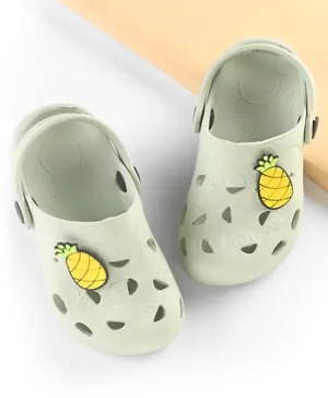 Cute Walk by Babyhug Slip On Clogs with Pineapple Applique & Back Strap Closure - Light Green