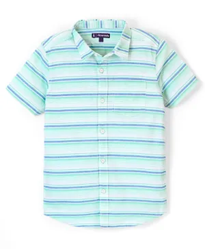 Pine Kids Half Sleeves Striper Shirt - Green