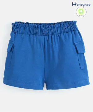 Honeyhap Premium 100% Cotton Mid Thigh Solid Shorts with Bio Finish - Princess Blue