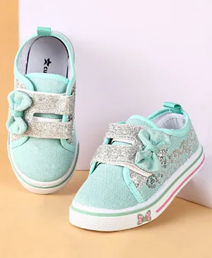 Cute Walk by Babyhug Casual Shoes With Velcro Closure & Bow Applique - Blue