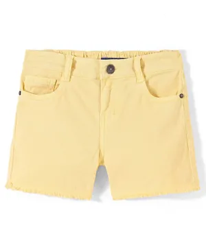 Pine Kids Thigh Length Cotton Elastane Over Dyed Shorts - Yellow