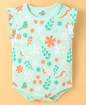 Doodle Poodle 100% Cotton Knit  Sleeveless Onesie Floral Print - Green