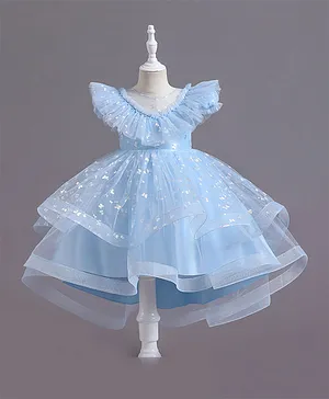 Kookie Kids All Over Butterfly Ruffle Party Dress - Blue