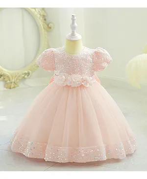 Kookie Kids Flower Applique Party Dress - Pink