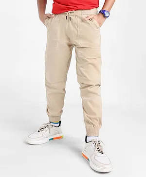Pine Kids Cotton Elastane Pant With Soft Handfeel And Solid Colour - Beige