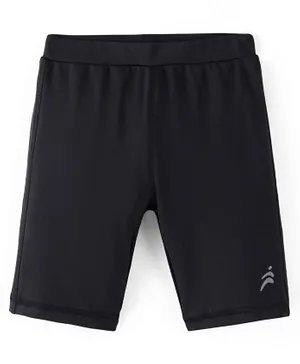 Pine Active Knee Length Solid Dyed Cycling Shorts - Black