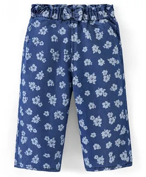 Babyhug Cotton Ankle Length Culottes Capri Floral Print - Dark Blue