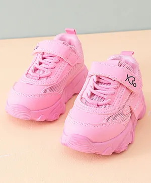 Babyoye Velcro Closure Solid Colour Sports Shoes - Pink