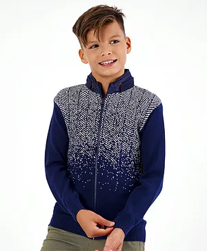 Primo Gino Zippered Sweaters - Navy Blue