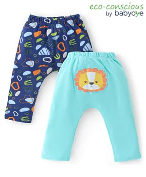 Babyoye 100% Cotton with Eco-Jiva Finish Lion Printed Diaper Pants Pack of 2  - Blue