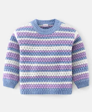 Babyhug 100% Acrylic Knit Full Sleeves Striped Sweater - Multicolour