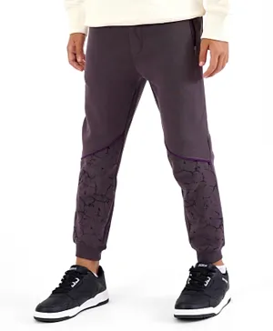 Primo Gino Cotton Ankle Length Track Pant with Abstract Print - Pewter Grey