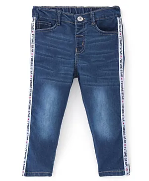 Babyhug Cotton Spandex Full Length Stretchable Washed Jeans - Blue