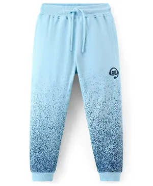 Pine Kids 100% Cotton Knit Full Length Track Pants with Paint Spray Print - Iced Aqua