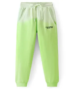 Pine Kids 100% Cotton Knit Full Length Track Pants with Text Print - Lime Punch