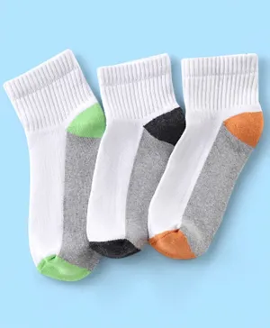 Pine Kids Cotton Elastane Ankle Length Silvadur Antimicrobial Socks  Pack of 3 (Colour & Design May Vary)
