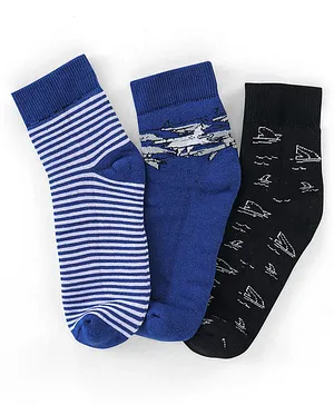 Pine Kids Cotton Blend Ankle Length Socks Striped Pack of 3 (Colour May Vary)