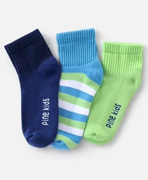 Pine Kids Cotton Elastane Ankle Length Silvadur Antimicrobial Socks  Pack of 3 (Colour & Design May Vary)