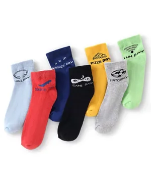 Pine Kids Cotton Elastane Ankle Length Silvadur Antimicrobial Socks  Pack of 7 (Colour & Design May Vary)
