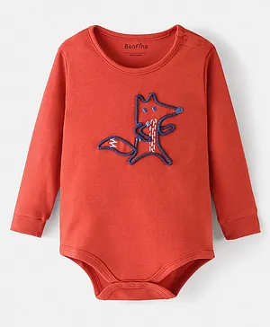 Bonfino Embroidered Fox Onesies - Red