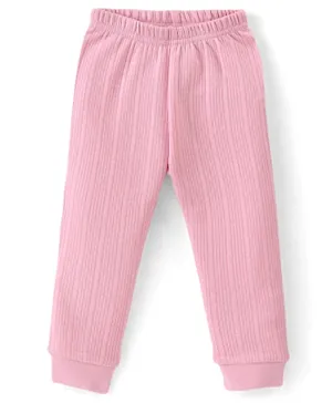 Babyhug Cotton Blend Full Length Thermal Leggings Solid- Pink