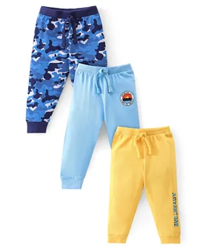 Babyhug 3 Pack Cotton Knit Full Length Lounge Pants Camo Print - Multicolor