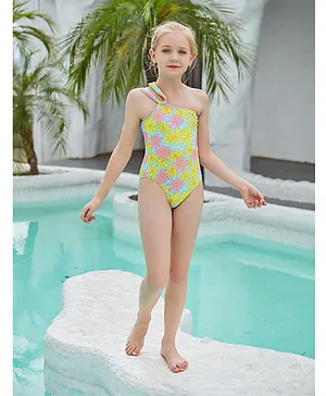 SAPS Floral V Cut Swimsuit -  Multicolor