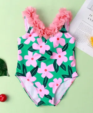 SAPS Floral V Cut Swimsuit - Pink
