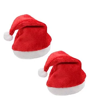Brain Giggles 2 Pieces Santa Christmas Hat for Kids - Red