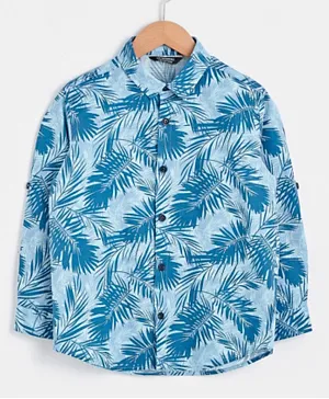 LC Waikiki Patterned Long Sleeve Poplin Shirt - Blue