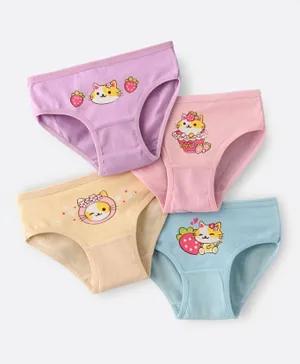 Babyqlo 4 Pack Cute Kitty Printed Cotton Panties - Multicolor