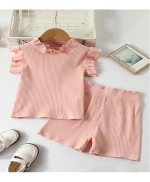 SAPS Turtle Neck T-Shirt & Shorts Set - Pink