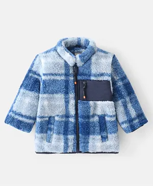 Bonfino Full Sleeves Checked Jacket With Contrast Solid Pocket-Blue