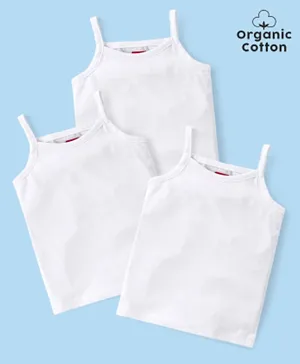 Babyhug 100%  Organic Cotton Sleeveless Slips Pack Of 3 - White