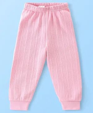 Babyhug Cotton Full Length Thermal Leggings - Pink