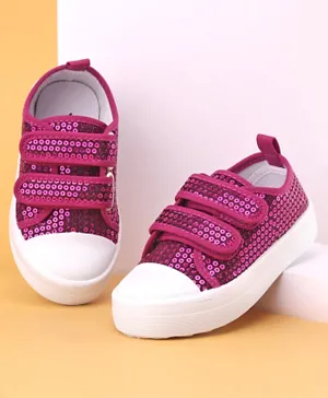 Cute Walk by Babyhug Casual Shoes with Velcro Closure and Sequin Detailing - Purple