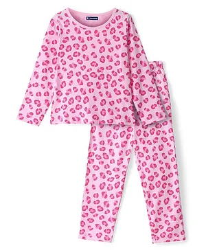 Pine Kids Full Sleeves Night Suit Abstract Print - Rose Shadow